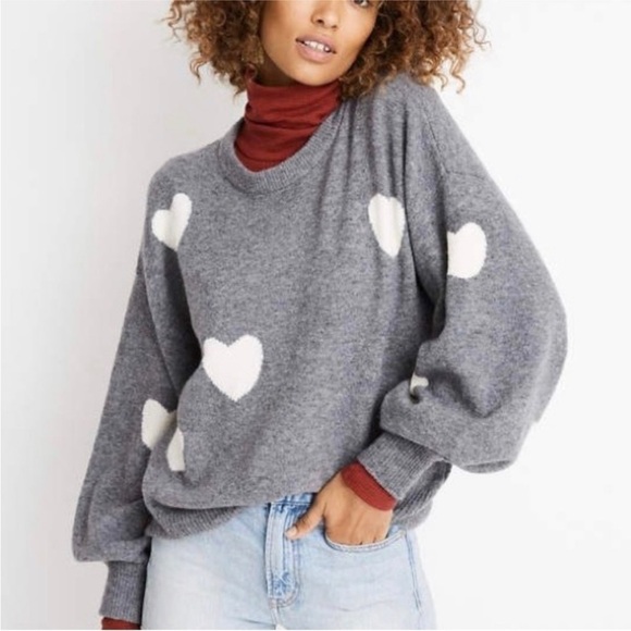 Madewell Heart Dot Balloon Sleeve Pullover Sweater Sz XS - Picture 2 of 13